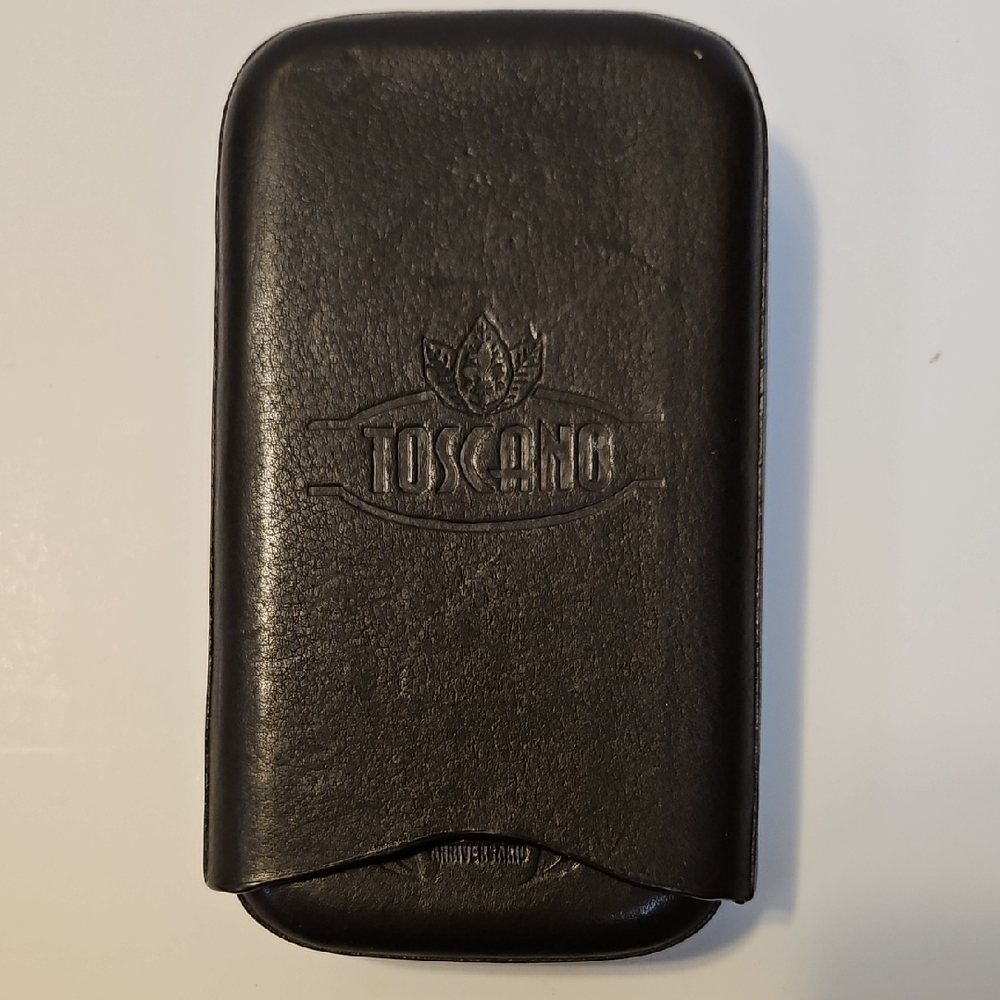 TOSCANO TOSCANELLO WISKEY LEATHER CIGAR CASE HOLDS 5 CIGARS
